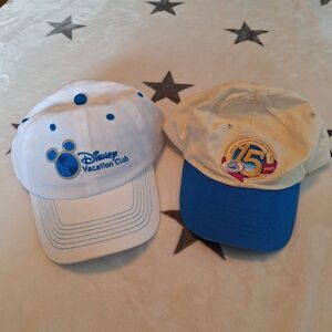Lot of 2 Authentic Disney Vacation Club Member Adjustable Fit Hats‎ - 15 Years